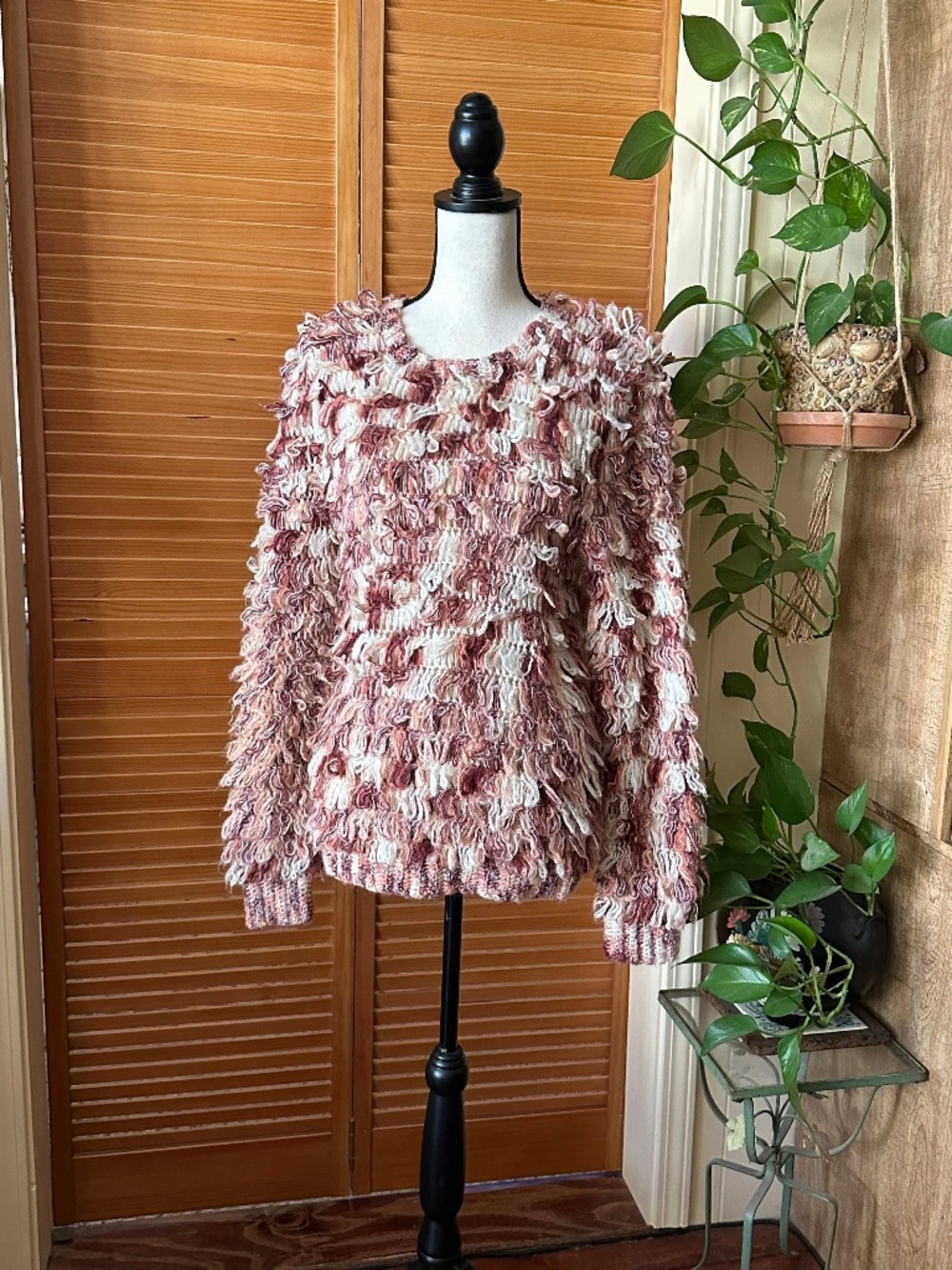 Vintage 80s Yarn Fringe SWEATER DRESS r: Colorful Shaggy & Baggy Bohemian Jumper